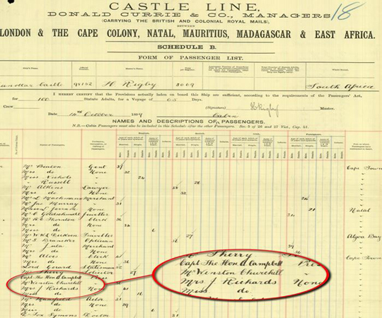 Winston Churchill ship passenger list